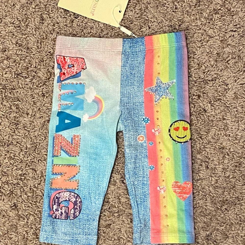 Baby Sara‎ Colorful Kids Leggings with Rainbow Design & Bling NWT 12m